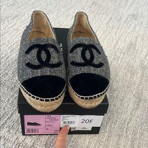 CHANEL Black and Gray Espadrilles